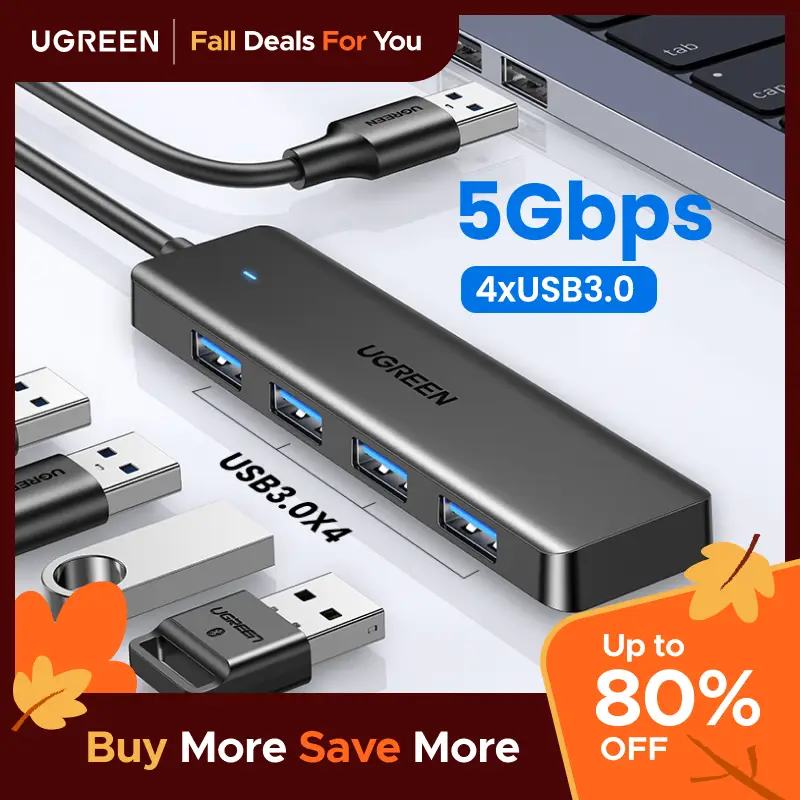 UGREEN 5Gbps USB 3.0 Hub, 4 Ports USB A/USB C Splitter, Ultra-Slim Design, Compatible with PS5, Xbox, Mouse, TikTokShopBacktoSchoolKeyboard, Flash Dri