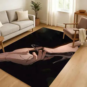 Anime Tears on a Withered Flower Waterproof Wall Stickers Decor Art Floor Mat Soft Thickened Flannel Door Mat Non-Slip Living Room Rug Home Decor