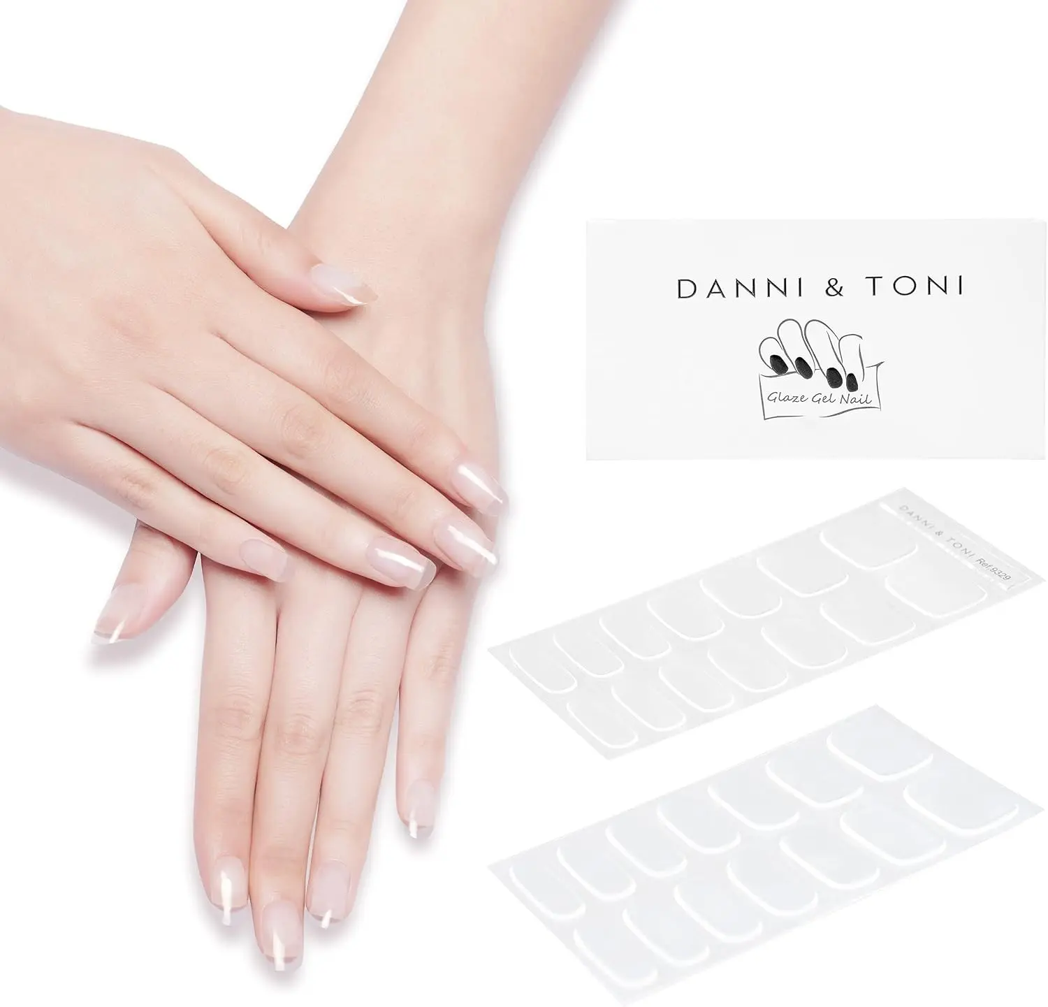 Semi Cured Gel Nail Strips Transparent Crystal Clear Nail Stickers Sheer Gel Polish Strips 28 Stickers Ultra-Glossy, Long-Lasting, Waterproof Gift