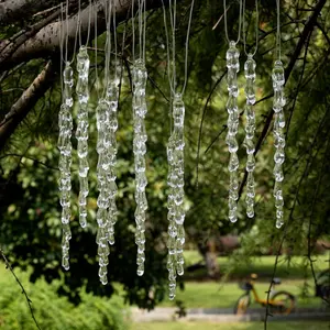 24pcs Clear Acrylic Icicle Ornaments Set for Christmas Tree Decorations