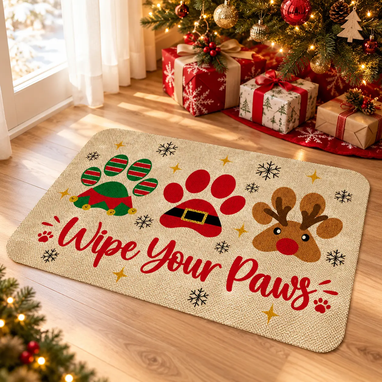 Christmas Door Mat Outdoor Rug Wipe Your Paws Decorative Doormats Farmhouse Home Kitchen Entrance Rug Floor Front Door Mats 16 x 24 Inch