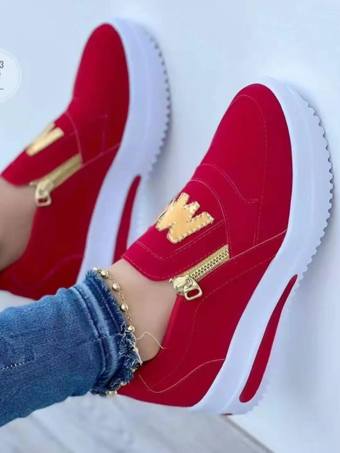 Women's Fashionable Letter Design Zipper Wedge Sneakers, Casual Comfortable Sports Shoes for Daily Wear, Female All-match Round Toe Shoes for Daily We