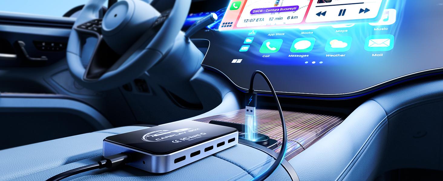Wireless Car Adapter: StreamNetflix/YouTube/TikTok/Google Play,Fits Factory Wired CarPlayVehicles  Fast Car Video BoxPlug & Play