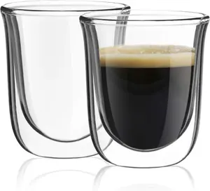 Double Walled Espresso Glasses Espresso Cups (Set of 2)- 2-Ounces