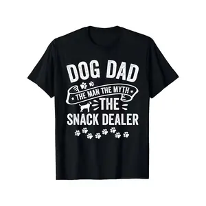 "Dog Dad The Man The Myth The Snack Dealer" Dog Graphic T-Shirt, Dog Dad Comfort Tee, Funny Fashion Outfit, Oversized Casual Shirt, Father's Day & Birthday Gift For Dog Owners
