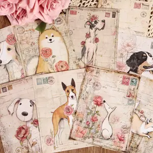 32sheets Vintage Flowers and Pets DIY Scrapbook Paper, Premium Paper, for Scrapbooking Supplies, Picture Frame Decoration, Notebook Covers, Holiday Decorations, Journaling Supplies, Mini Gift Packaging, Diary Accessories, Scrapbook Materials