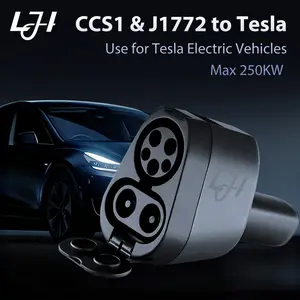 LJH  Car Essentials 2025 Cybertruck Upgraded  Men's Car Accessories 2-in-1 CCS1 & J1772 to Tesla Adapter,250KW for Model Y/3/S/X/Cybertruck,Super Fast CCS1 to Tesla Charger Adapter,Level 1/2/3 EV Charging Stations,Works with Electrify America/EVgo