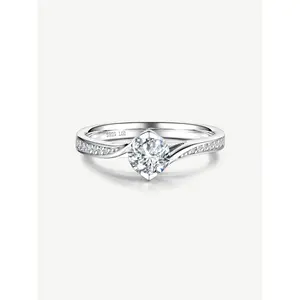 "Soulful Gleam" Lab Grown Diamond Ring in Sterling Silver Engagement Anniversary Wedding Ring for Women (0.3-1 Carat)