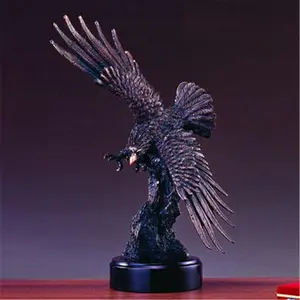 212 MAIN F31106 Bronze Patina Resin Eagle Statue - Handmade Craft Collectible Figurine, Resin Animal Sculpture, Home Ornament Decor, Resin Animal Sculptures