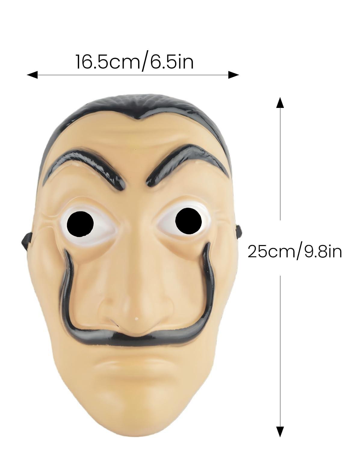 Classic Halloween Mask, Iconic Curly Mustache & Thick Eyebrows Festival Costume, Salvador Dali Money Robbery Cosplay Realistic Movie Prop Face Mask for Adults Adjustable Waist Tightener Clip Handmade Resin Craft Events black ovo face mask confetti eggs