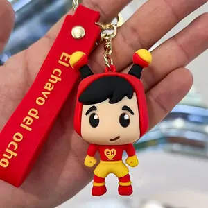 Funny El Chavo Del Ocho llavero Anime Silicone Green Boy Doll Keychain Creative Car Keyring Cartoon Jewelry Gifts wholesale
