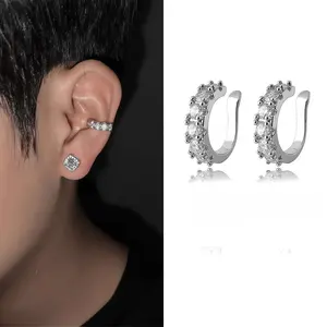 UURiel Square Zircon Clip-On Stud Earrings, Unisex Artificial Gemstone Jewelry, Elegant Gift for Him & Her