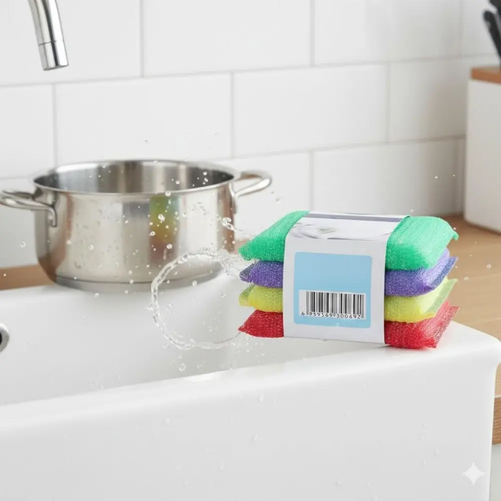 Magic Scrubber for Kitchen Heavy Grease, Reusable Antibacterial Dish Cloth, Dishwashing Sponge, Multi-Surface Cleaning Sponge Set for Sink Stove Utensils, No-Residue Non-Scratch Scouring Pads, Assorted Colors Home Cleaning Tools, Kitchen Cleaning Supplies