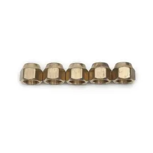 1/2" OD Short Forged Brass Flare Nut, Brass Flare Tube Fitting (Pack of 5)