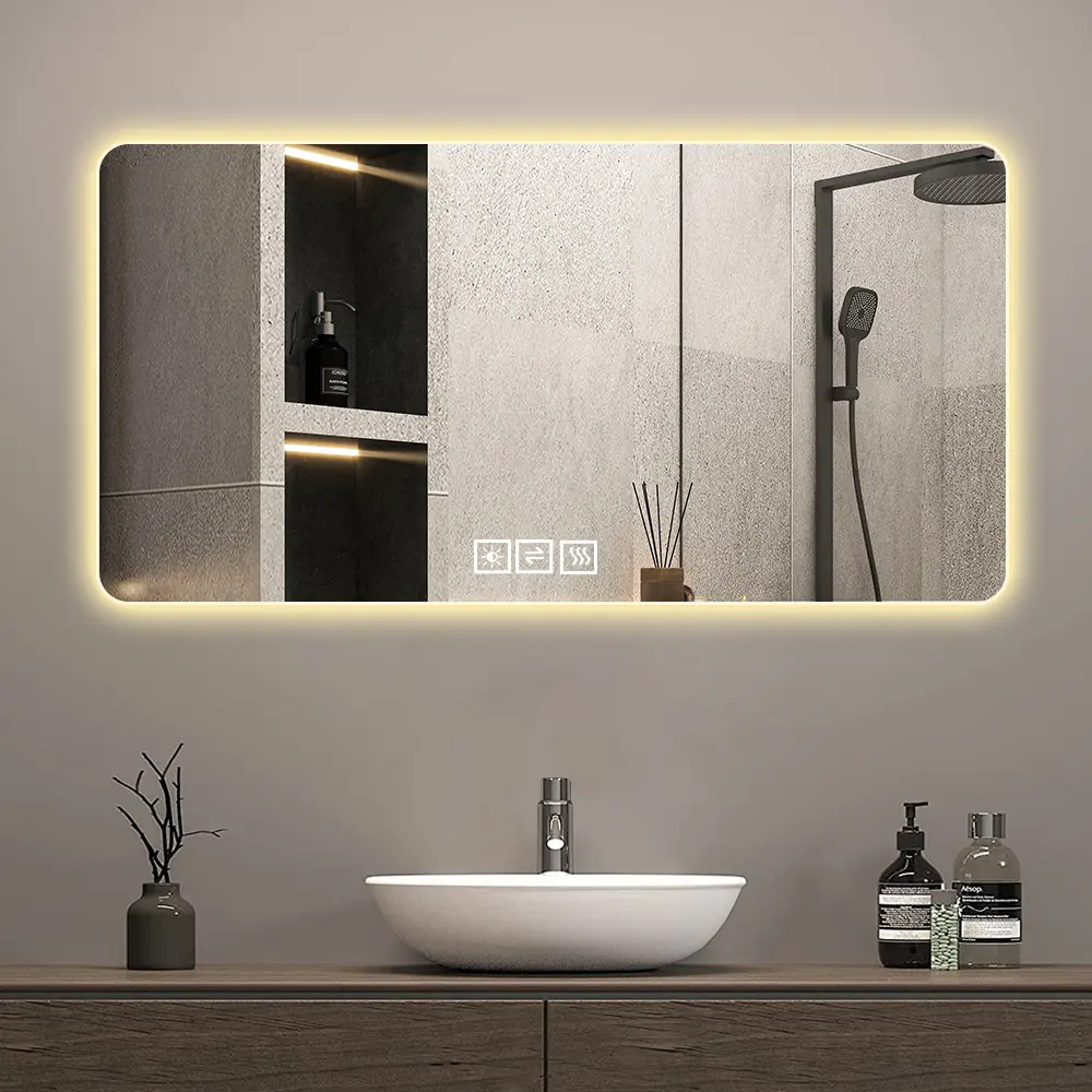 28x60 Inch Frameless LED Bathroom Mirror with Backlit Lighting, Three-Color Dimmable, Corrosion-Resistant, One-Touch Demist Function, Wall-Mounted Vanity Mirror for Bathroom, Makeup, Dressing Room, Home Furniture and Household Product Search