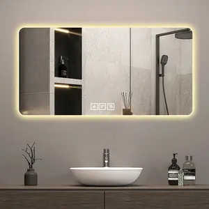 28x60 Inch Frameless LED Bathroom Mirror with Backlit Lighting, Three-Color Dimmable, Corrosion-Resistant, One-Touch Demist Function, Wall-Mounted Vanity Mirror for Bathroom, Makeup, Dressing Room, Home Furniture and Household Product Search