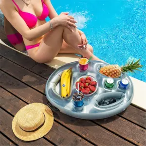 Inflatable Water Float Table, Floating Drink Food Tray, Inflatable Water Table for Pool Party, Outdoor Swimming Pool Float, Swimming Pool Accessories