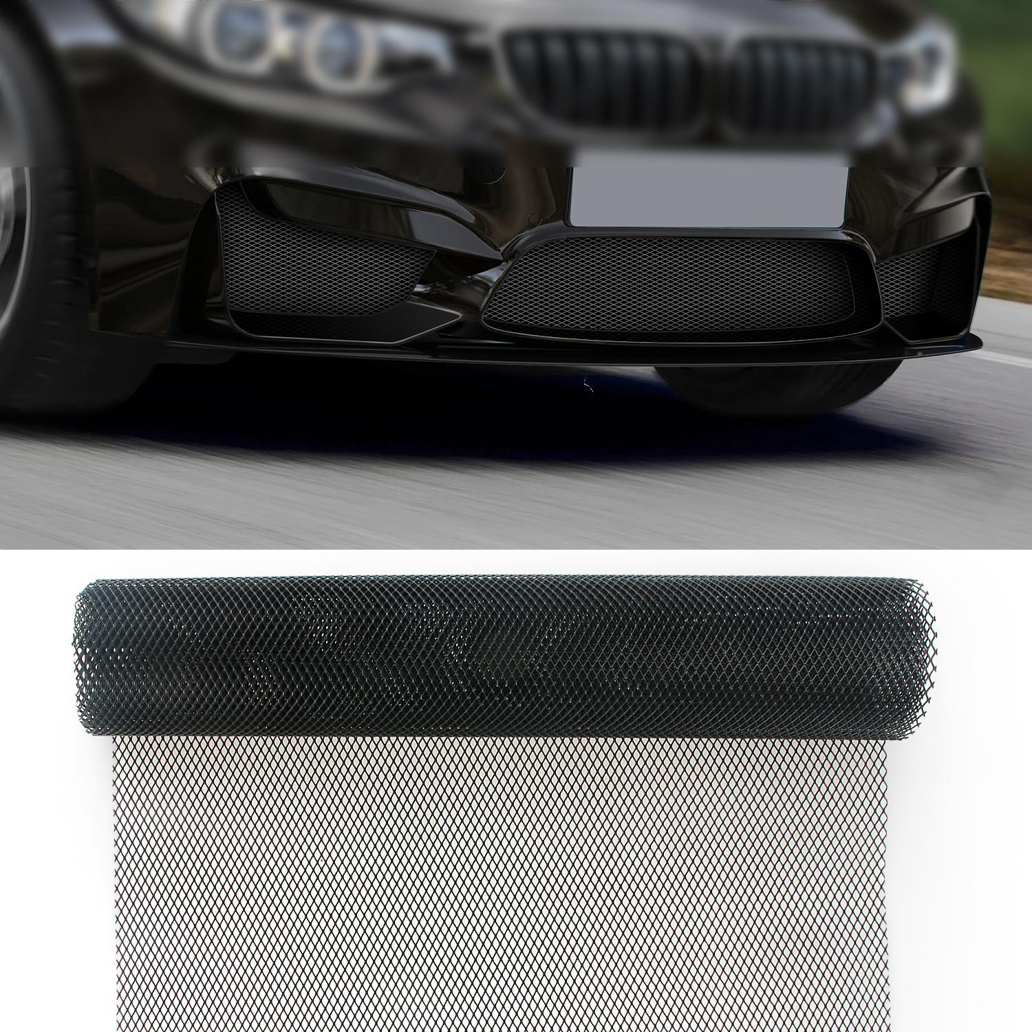 Black Aluminum Universal Car Grille Mesh 100x33cm – Cuttable Front Bumper Grill Guard, Debris & Stone Shield for Radiator, Fits SUV Truck,Car Stuff