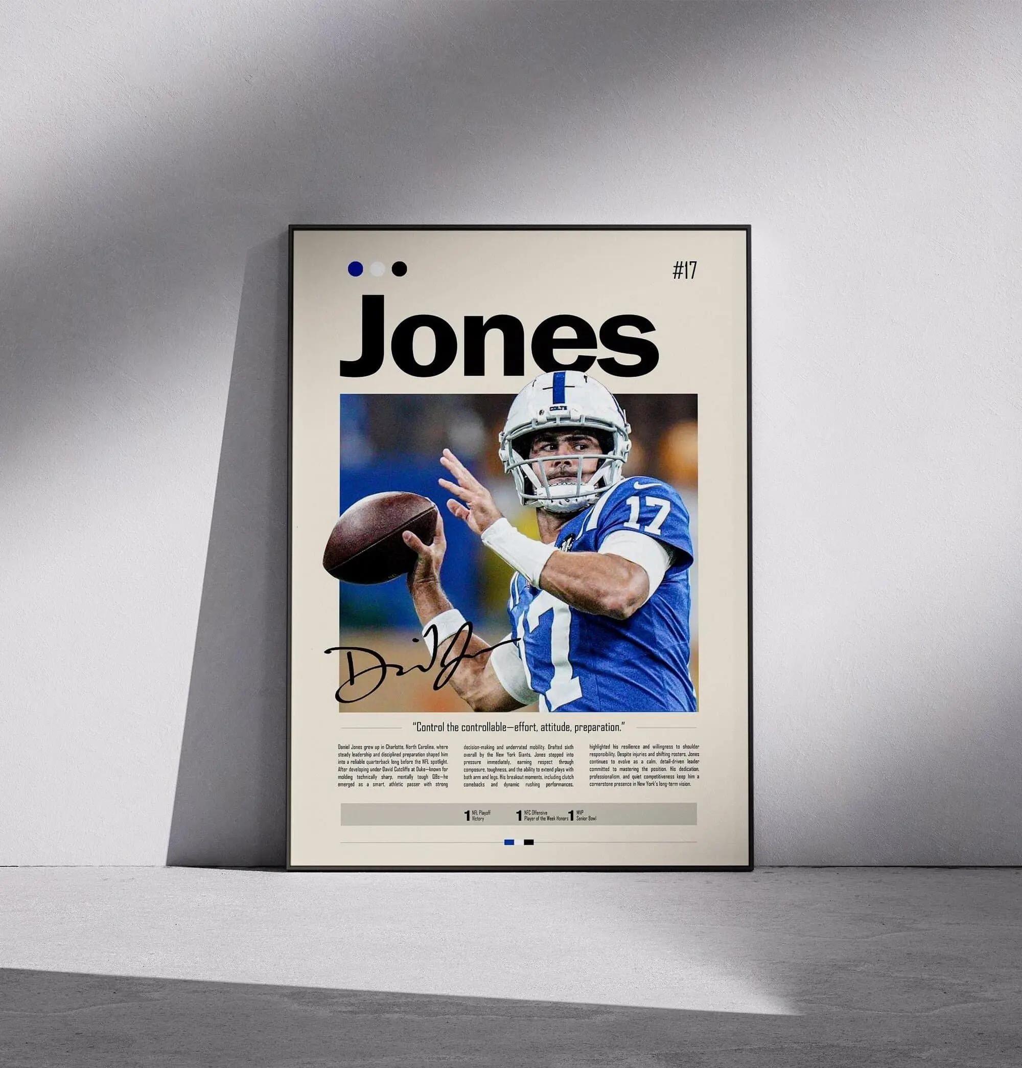 Daniel Jones Poster, Giants Quarterback Wall Art ( Unframed - Print Only )