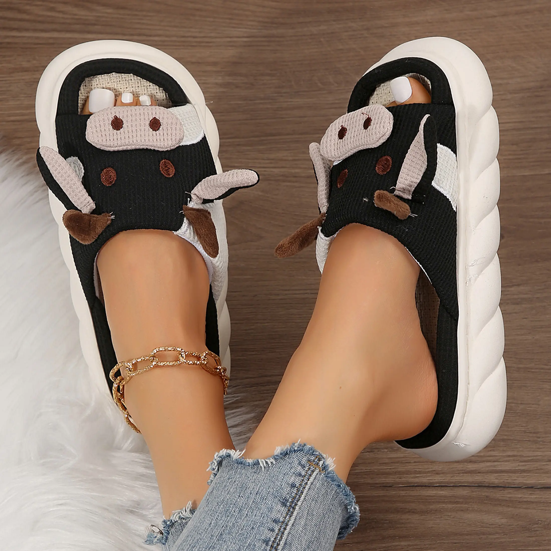 Cartoon slippers Shoes Cute Animal Shape Slippers,Thick Sole Soft Non-slip Indoor Outdoor Slippers for Women