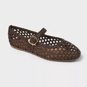 Women’s Soft Royce Closed-Toe Casual Flats - Memory Foam Insole, Buckle Strap, Dark Brown, Size 8.5, Rubber Design, Walking & Office Footwear