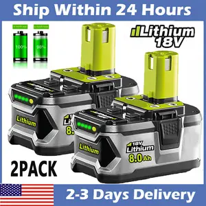 High quality 2X 8.0Ah Lithium-ion Battery For RYOBI P108 18V One Plus High Capacity 18Volt High quality 2X 8.0Ah Lithium-ion Battery For RYOBI P108 18V One Plus High Capacity 18Volt