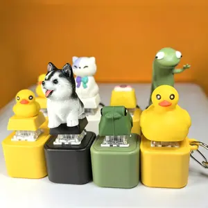Type-C Charging Fidget Button Keychain, Light Up Sound Making Dog Decompression Toy, Portable Stress Reliever Keychain for Kids Adults, Cute Animal Fidget Toy for School Office Home, Party Favors