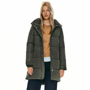 Orolay Women's Water-Resistant Winter Puffer Coat with Hood, Stylish and Functional Mid-Length Jacket for Cold Weather Womenswear Tops