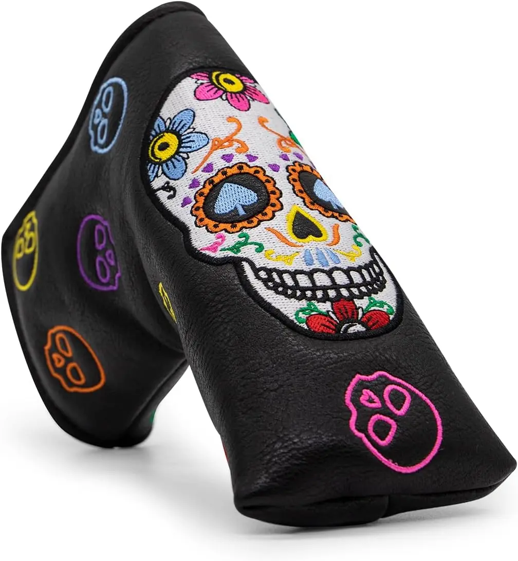 Premium Putter Cover (Sugar Skull- Blade） – Durable, Soft, and Stylish Headcover with Magnetic Closure for Secure Fit
