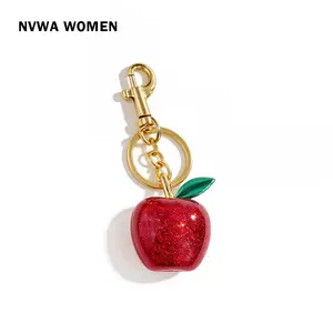 Red Apple Keychain Purse Charm - Cute Glitter Bag Accessory for Handbags, Perfect Birthday & Holiday Gift