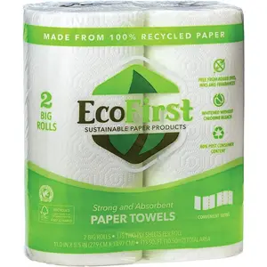 2 Rolls Bulk Paper Towels Kitchen Paper Towels Eco Friendly Recycled Paper Without Bleach Toilet Wipes