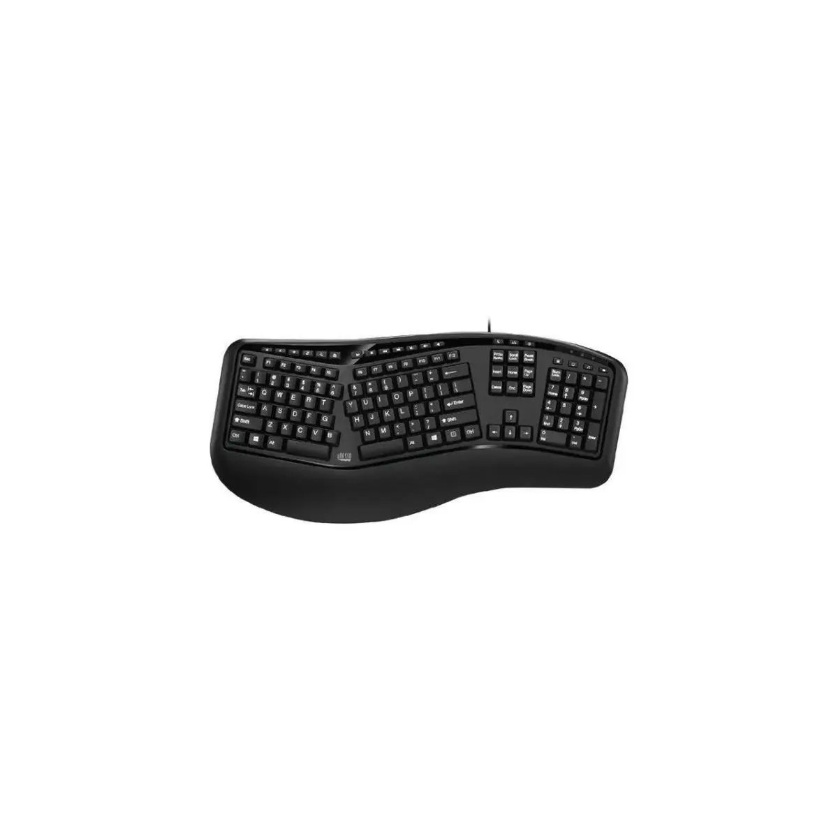 Adesso Ergonomic Split Desktop Keyboard (ergonomickeyboard) - Membrane Keys, TAA-Compliant, USB-Only Connection, Media Hotkeys, Black