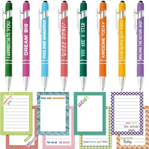 Teacher Employee Appreciation Gifts Set, 24 Pack Inspirational Sticky Notes & Motivational Pens, Funny Memo Pads and Ballpoint Pens for Nurse,Staff, Coworkers, Team, Office Supplies