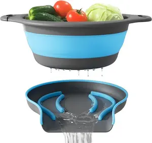 Strainer with Self-Draining Base (5QT) - XL Large Capacity, Side-Drain Base for Pasta, Vegetables, and Fruit, Dishwasher Safe - Utensils