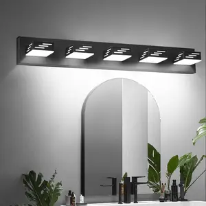 VEVOR 5-Light LED Modern Vanity Light Fixtures, 33.46-Inch, Black Finish Bathroom Wall Lighting Fixture Over Mirror, with IP44 Waterproof, for Bathroom, Living Room, Bedroom, Hallway, Cool White 6000K
