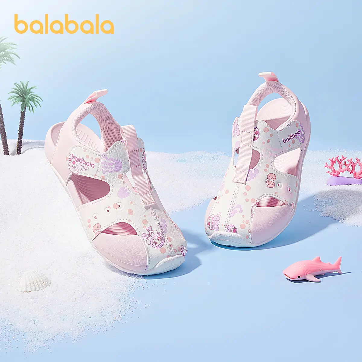 Balabala children's shoes children's sports sandals boys girls shoes breathable 2025 summer new wrap toes shoes non-slip Footwear Comfortable Quick dr