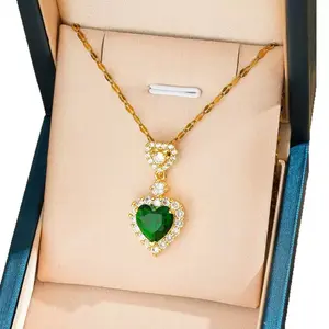 LisiZen Retro Heart Shape Titanium Steel Necklace, Non-Fading Light Luxury Niche Clavicle Chain Jewelry Gift DZXL3959