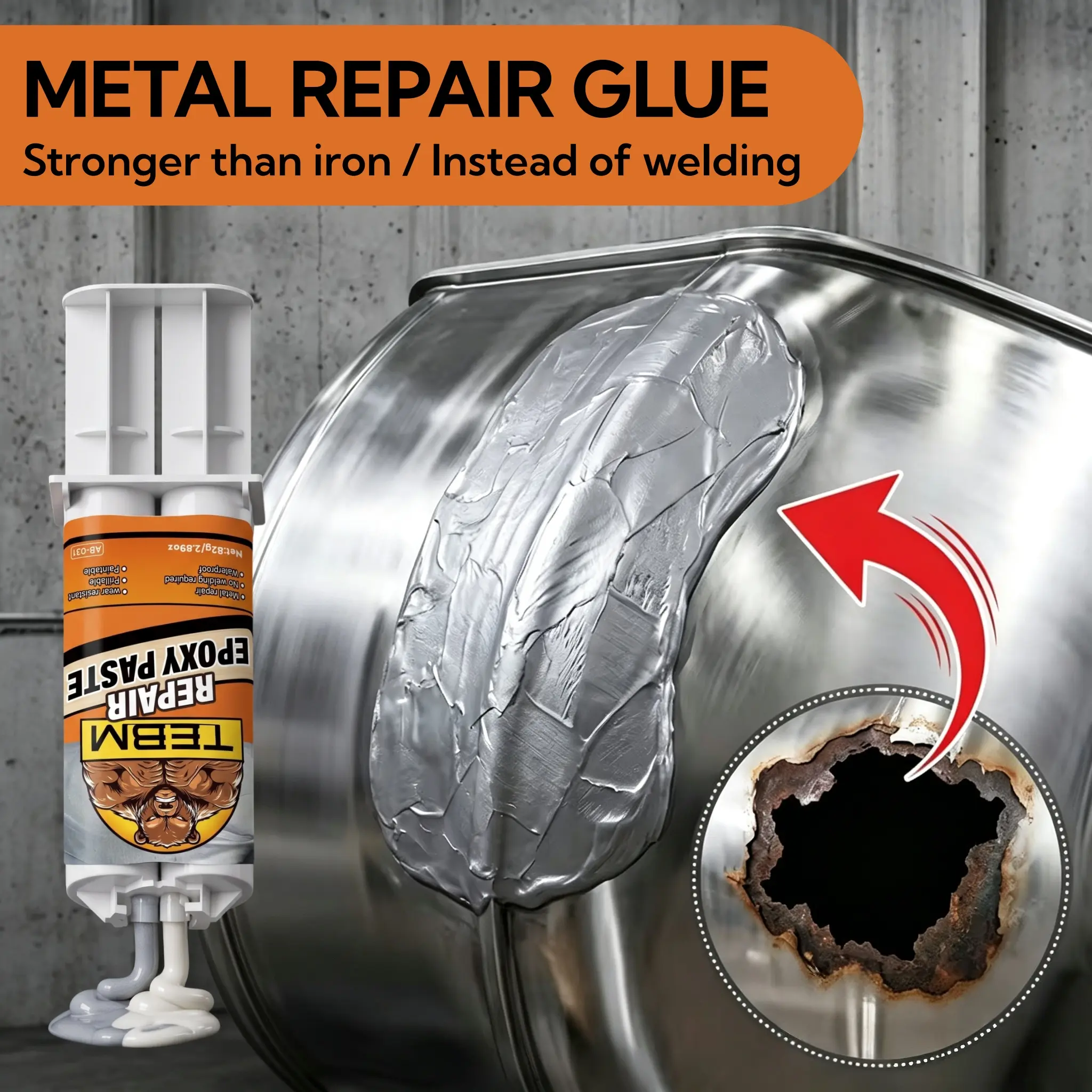 AB Epoxy Cold Weld Repair Glue, Metal Filling Adhesive, Waterproof & Heat Resistant AB Epoxy Resin for DIY and Industrial Use