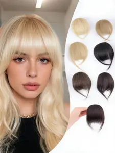 Clip in Bangs Real Human Hair Bangs Hair Clip Fringe with Temples Hairpieces Invisible Airy Bangs Forehead Bangs for Women Natural Looking Fake Bangs for Daily Wear Wispy Bangs Wig Dark Brown Multicolor Glueless Bangs