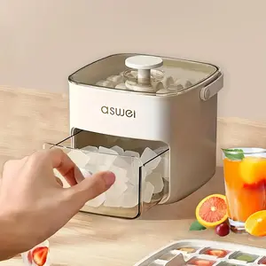 48-grid Ice Cube Maker, Large Capacity Double Layer Ice Cube Maker, Food Grade Plastic Frozen Storage Tray for Whiskey & Cocktail