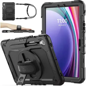 Stock case for Samsung Galaxy Tab S9/ S9 Fe 5G tablet case with screen protector pencil holder [360 Rotating hand strap] & stand, drop-proof case for Galaxy Tab S9 fe 10.9 ''/ S9 11'', Black1