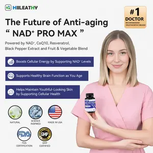 HIILEATHY NAD+ PRO MAX | Premium NAD+ Supplement for Brain Wellness & Cellular Maintenance | Resveratrol & CoQ10 Blend | Daily Vitality & Energy Boost | Made in USA