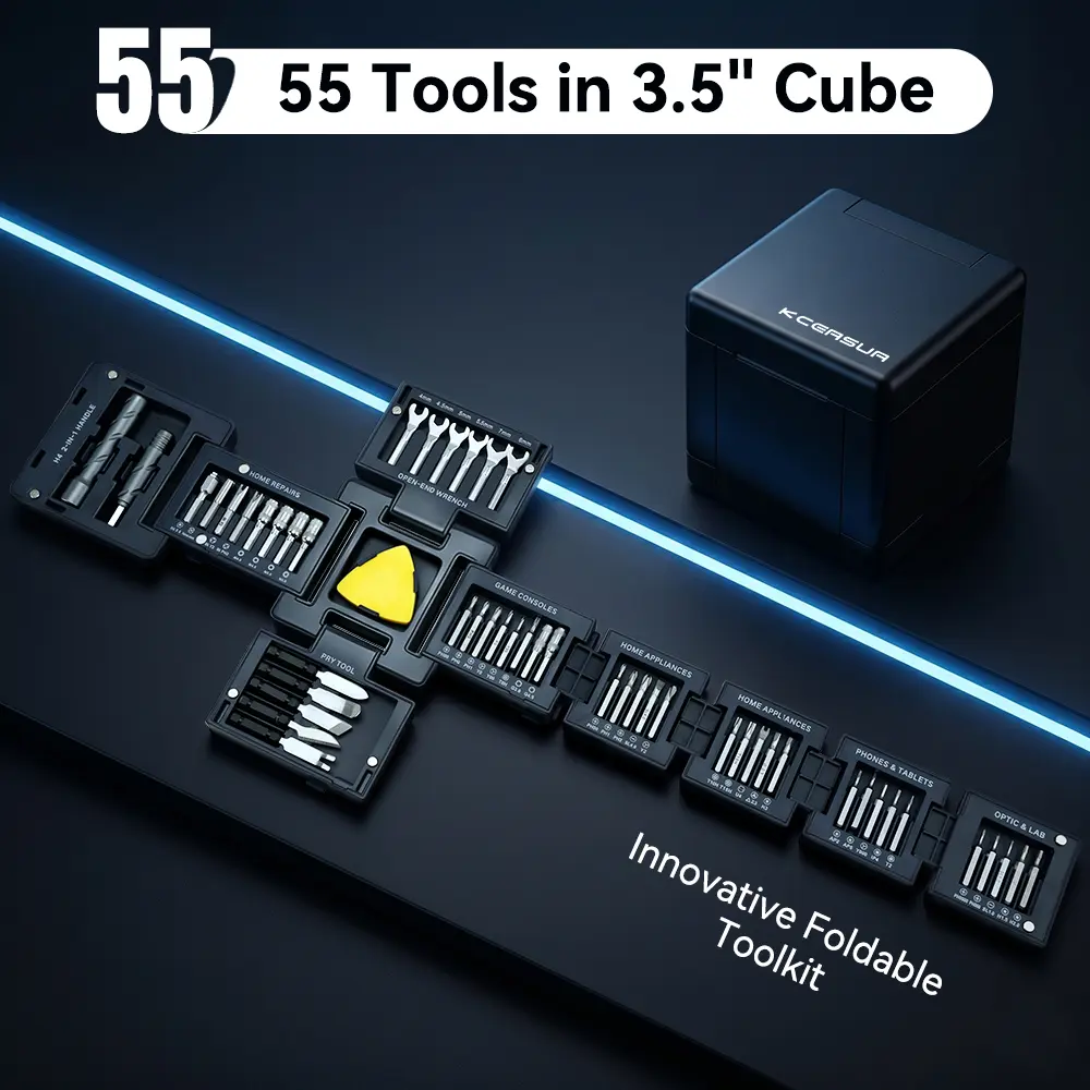 55-in-1 Foldable Magnetic Multi-Tool Cube Repair Kit – Precision Repair Kit for Phones&Laptops, Home & DIY