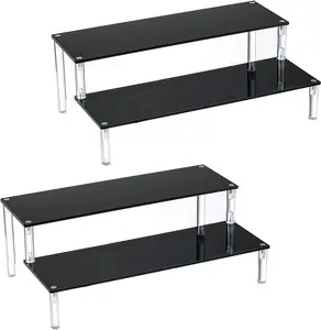 2 Pack 2-Tier Black  Display Stand Display Shelf for Dessert Jewels Figurines, Cupcake Stand - 2 Pack ( 12" * 6.9" * 4.25" )