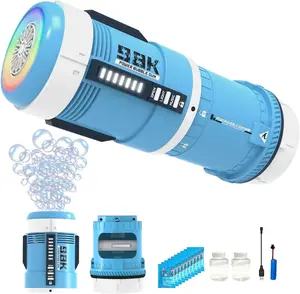 98K Bubble Gun and Bubble Machine 2 in 1 - Rechargeable Bubble Maker with Rainbow/Breathing LED Light and Children Songs for Teen Boys Girls Outdoor Pary Fun…