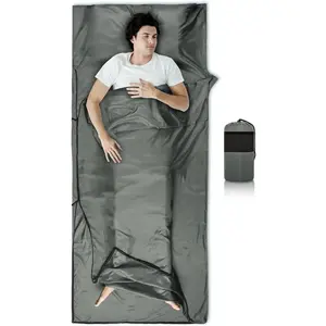 Sleeping Bag Liner,14oz Ultralight Sefl Tan Sleep Sack with 2 Way Zipper, Expose Feet Separately, Adult Sleep Sack & Travel Sheets for Camping, Hiking, Traveling Backpacking,Hotel