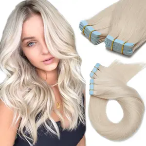 MY-LADY 20/40pcs/Pack Tape In Hair Extensions 100% Remy Human Hair Silky Straight Blonde Hair Pieces For Women