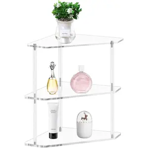 Corner Shelf 2 Tier Counter Organizer Acrylic Countertop Corner Shelves for Office Makeup Spice