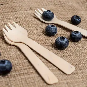 100pcs Disposable Mini Wooden Fork, Small Fork Spoon Tableware Mini Cutlery Cake Dessert Ice Cream Fork Spoon for Mardi Gras, Graduation Season, Birthday, Christmas Gathering, Wedding, Camping Tableware