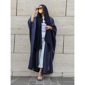 Women's Satin Batwing Sleeve Abaya Without Hijab, Muslim Clothes, Modest summer Outfits, Elegant Silk Maxi Arabic Robe Loose Abayas Ladies Women Fashion Comfort Classic Stylish Feminine Quality Smooth